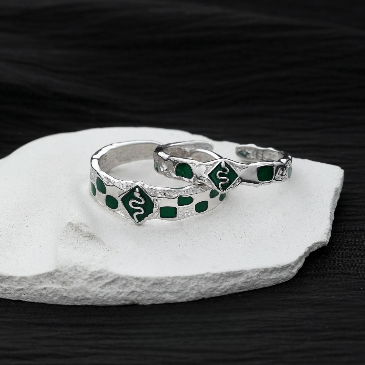 Unisex S925 silver Slytherin Snake Open Rings