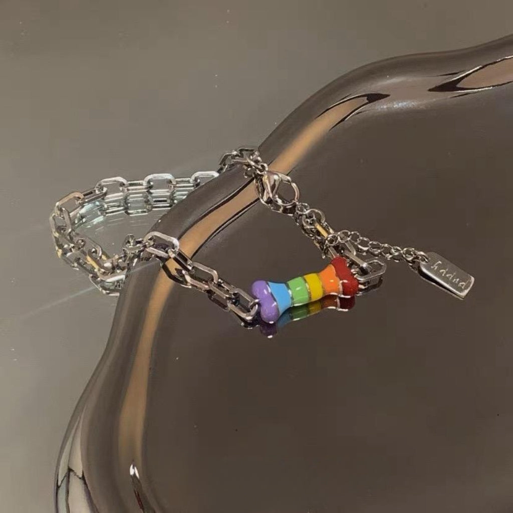 Les Cute Rainbow Puppy Couple Bracelet