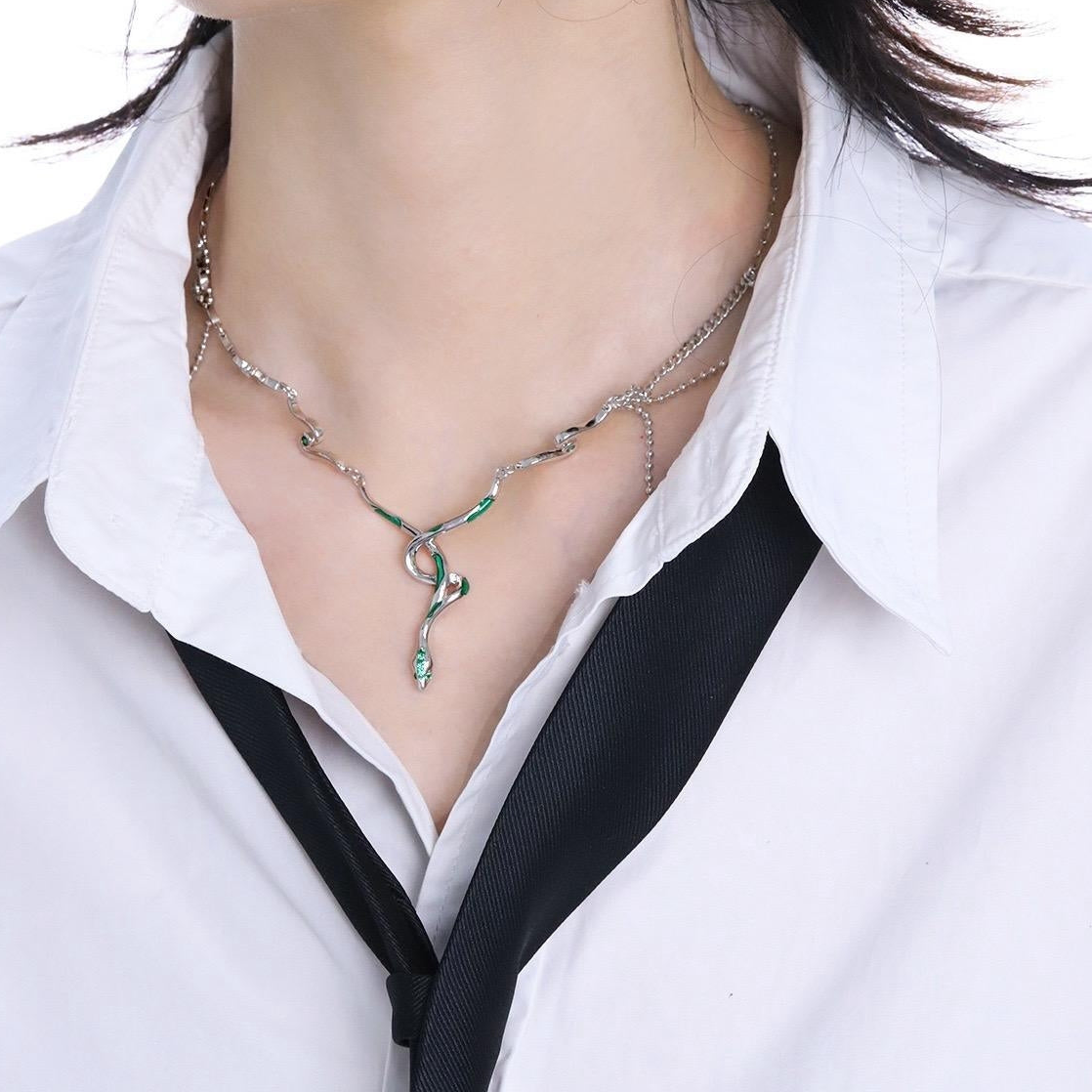 Designer Unisex Green Slytherin Snake Necklace