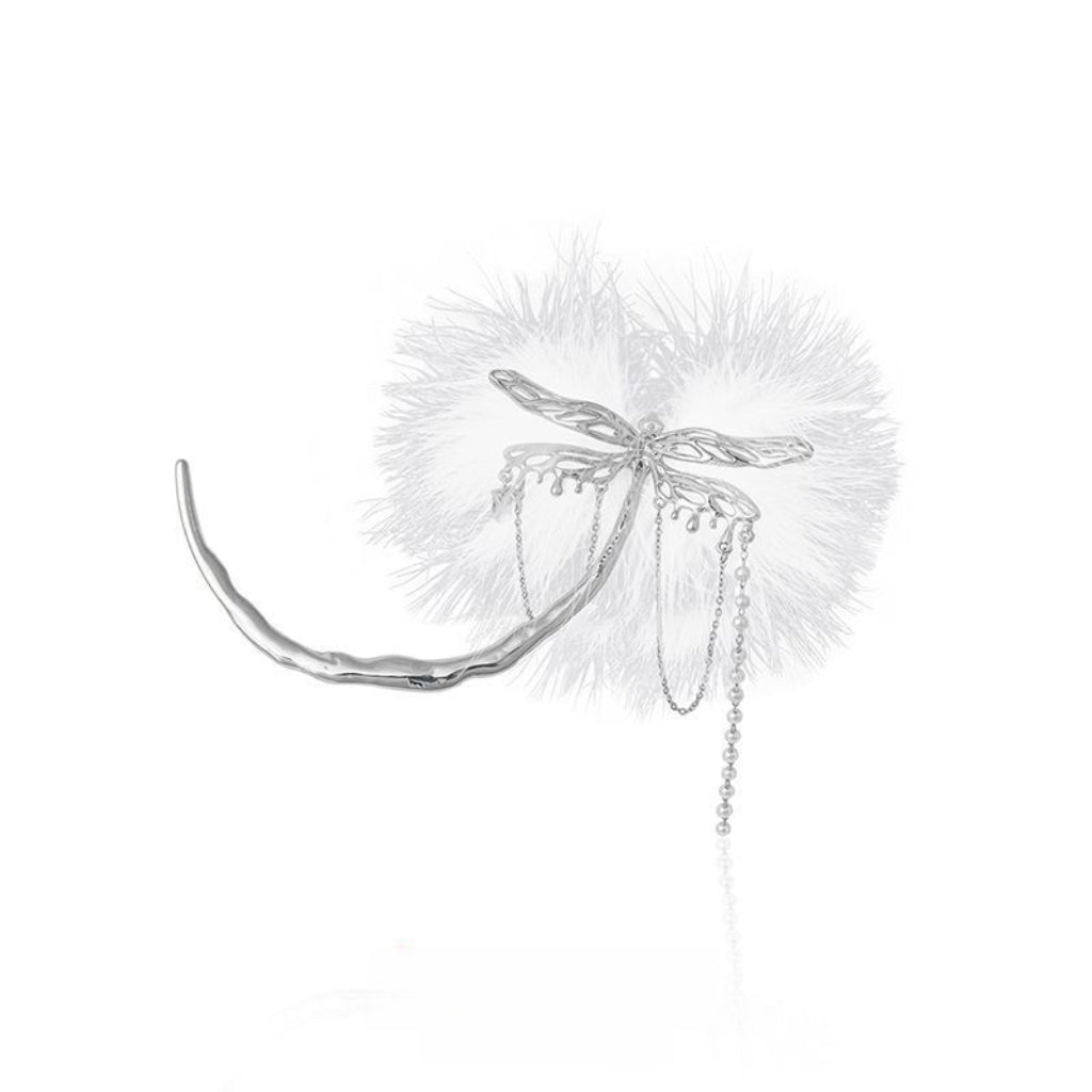 Women Sweet Cute Fluffy Metal Dragonfly Hairpin