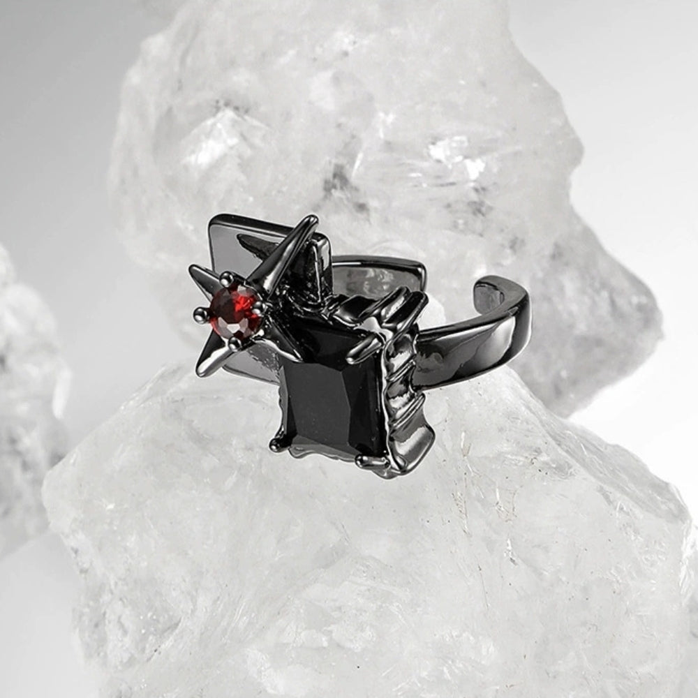 Dark Style Square Diamond Quadrangle Ring