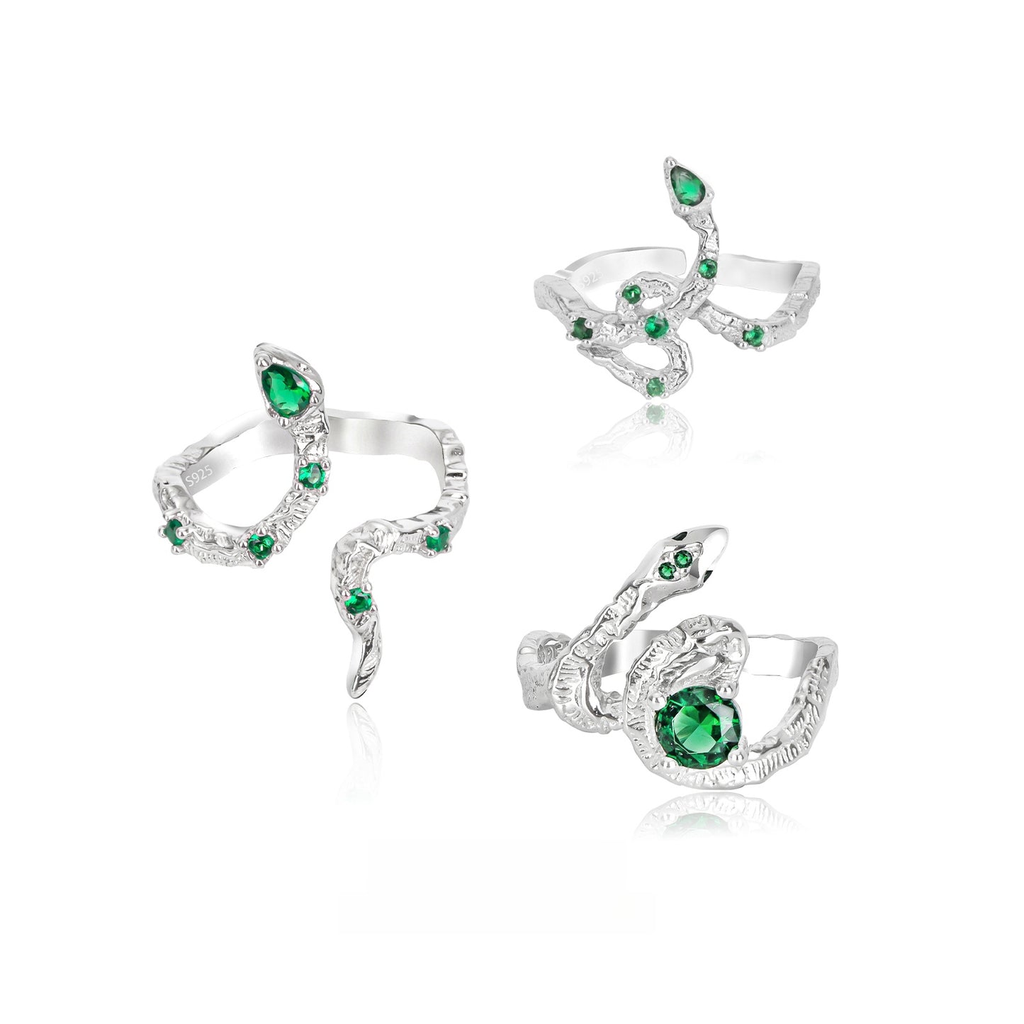 Slytehrin Snake S925 Silver Green Zircon Ring