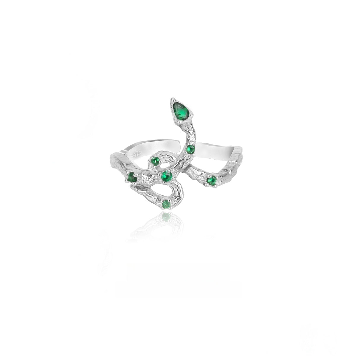 Slytehrin Snake S925 Silver Green Zircon Ring