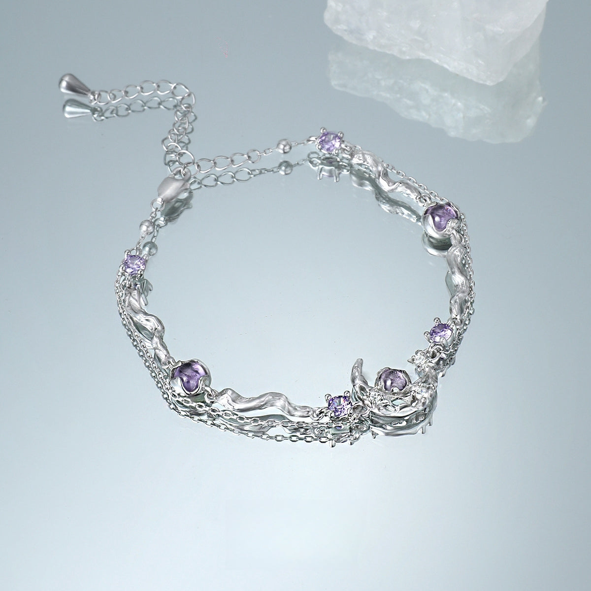 Designer Sweet Girl Purple S925 Silver Moon Bracelet