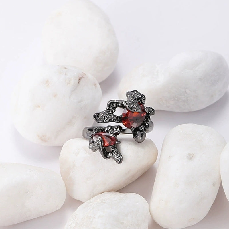 Punk Unisex Red Rhinestone Butterfly Stylish Ring