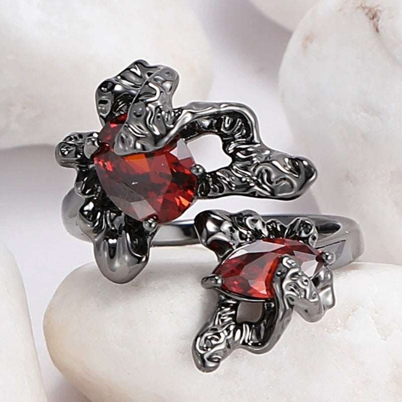 Punk Unisex Red Rhinestone Butterfly Stylish Ring