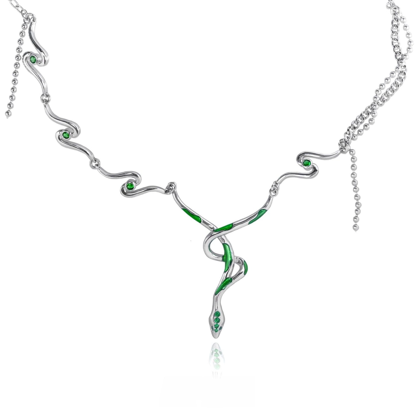 Designer Unisex Green Slytherin Snake Necklace