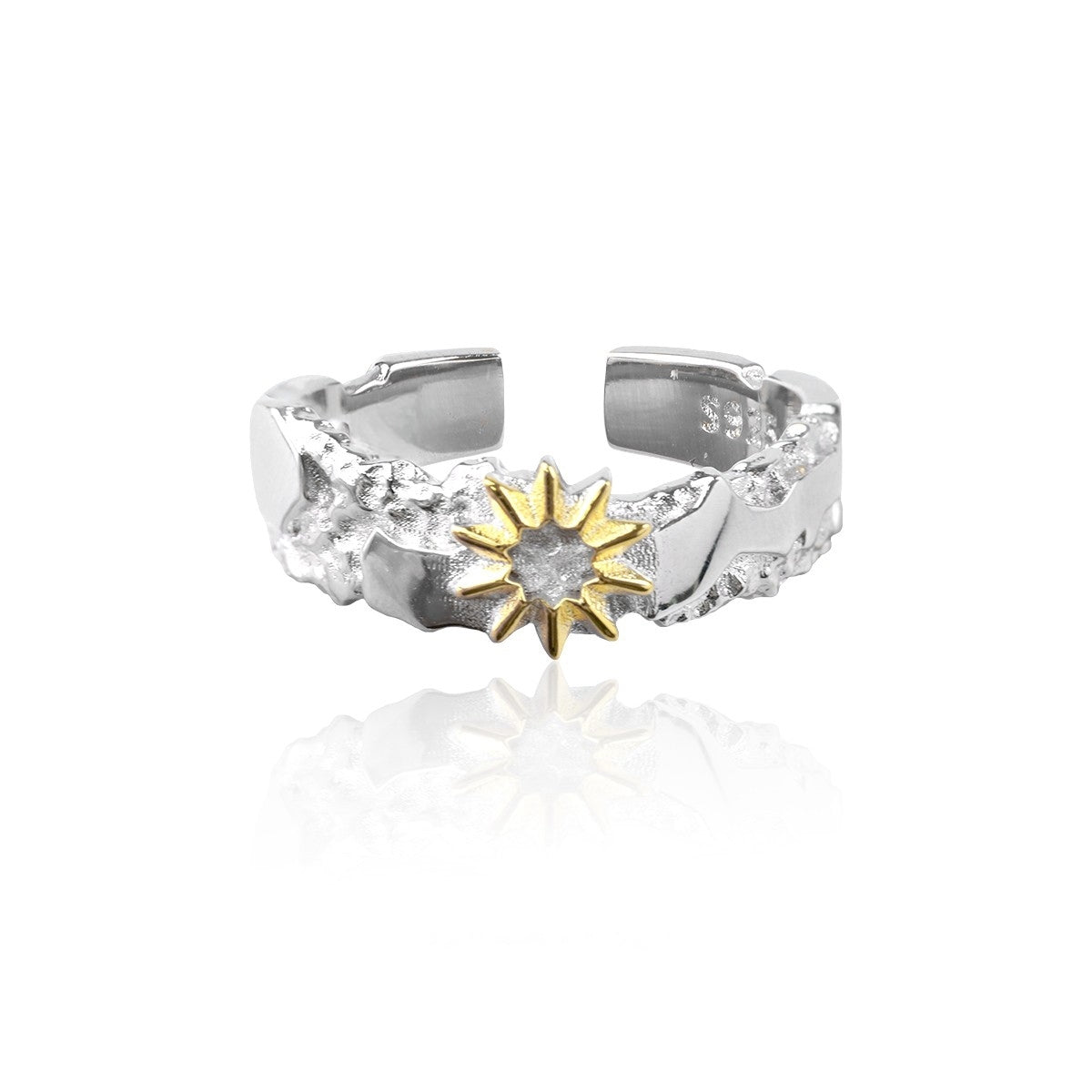 S925 Silver Sun & Moon Designer Couple Ring