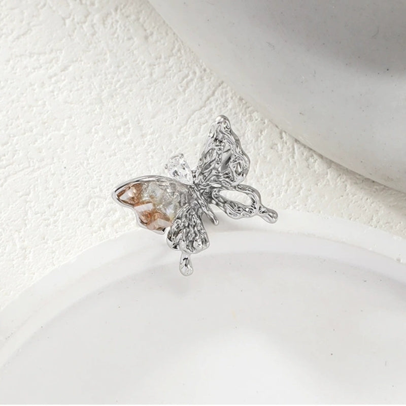 Chic Women Gradient Zircon Butterfly Ring