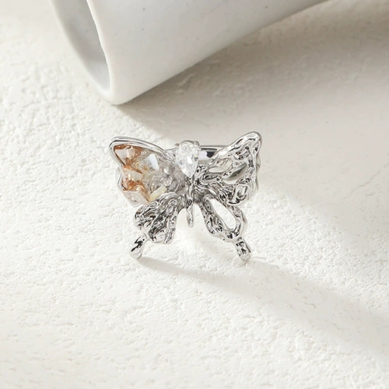 Chic Women Gradient Zircon Butterfly Ring