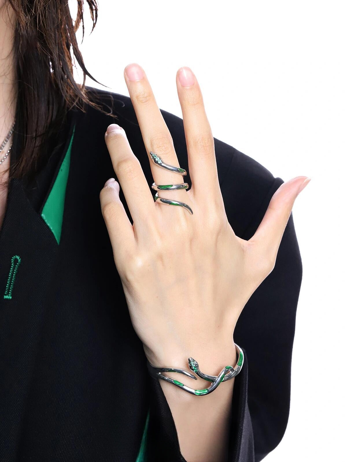 Slytherin Green Snake Metal Bracelet