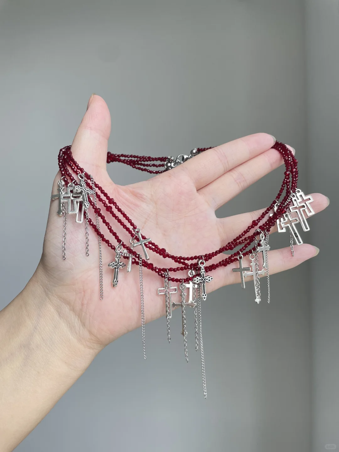 Gothic Bracelet Red Cross Choker Necklace & Bracelet