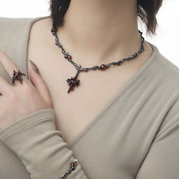 Gothic Style Bloody Star Vintage Necklace