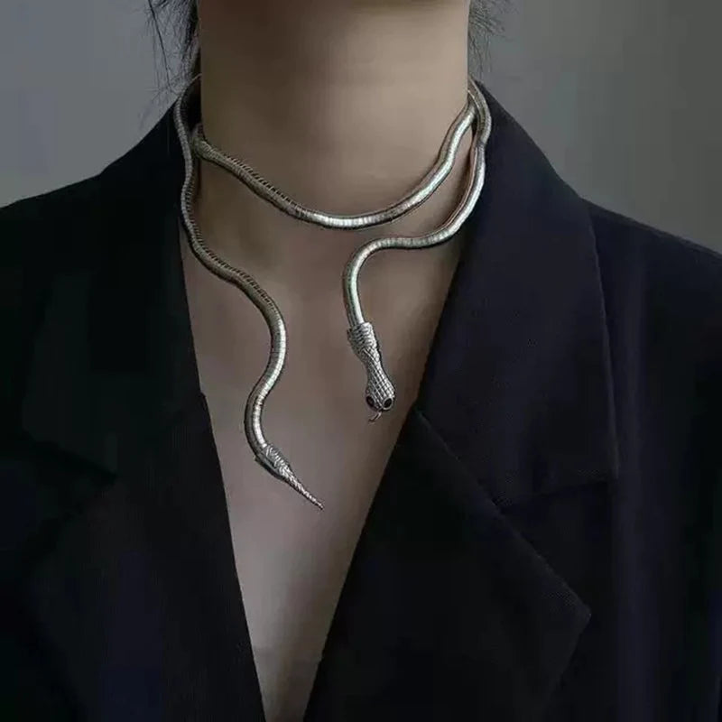 Unisex Designer Punk Winding Snake Necklace