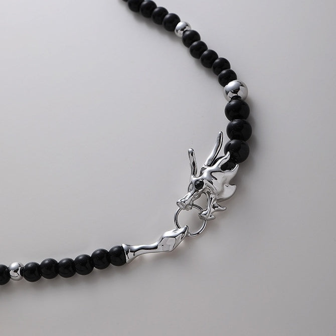 Designer Black Beaded Dragon Necklace