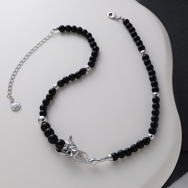 Designer Black Beaded Dragon Necklace