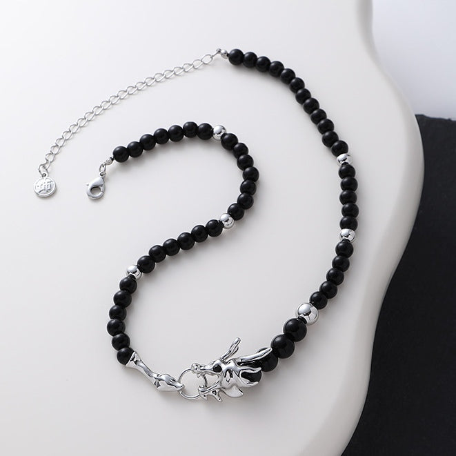 Designer Black Beaded Dragon Necklace