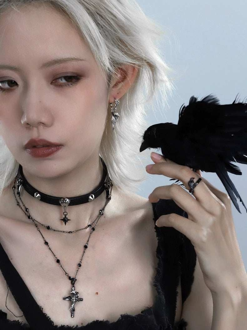 Mystic Unisex Black Raven Star Choker Necklace