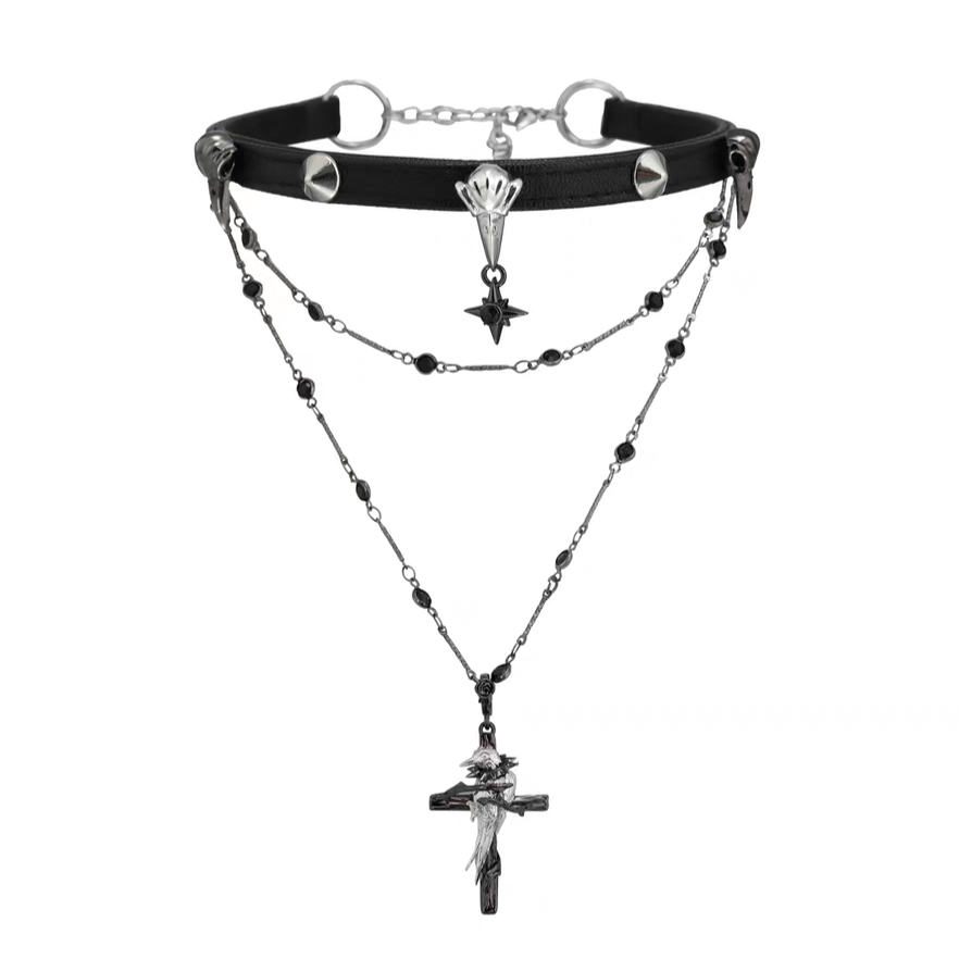 Mystic Unisex Black Raven Star Choker Necklace