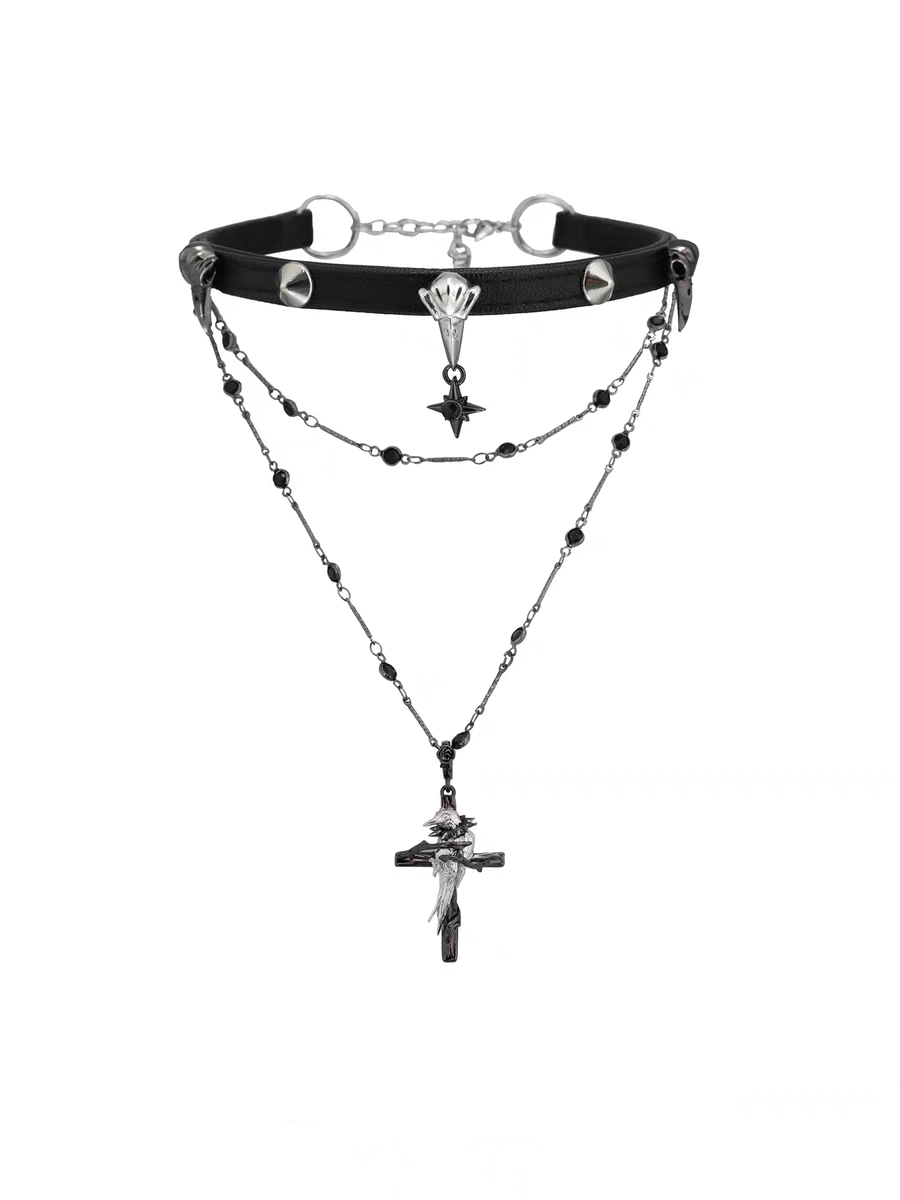 Mystic Unisex Black Raven Star Choker Necklace