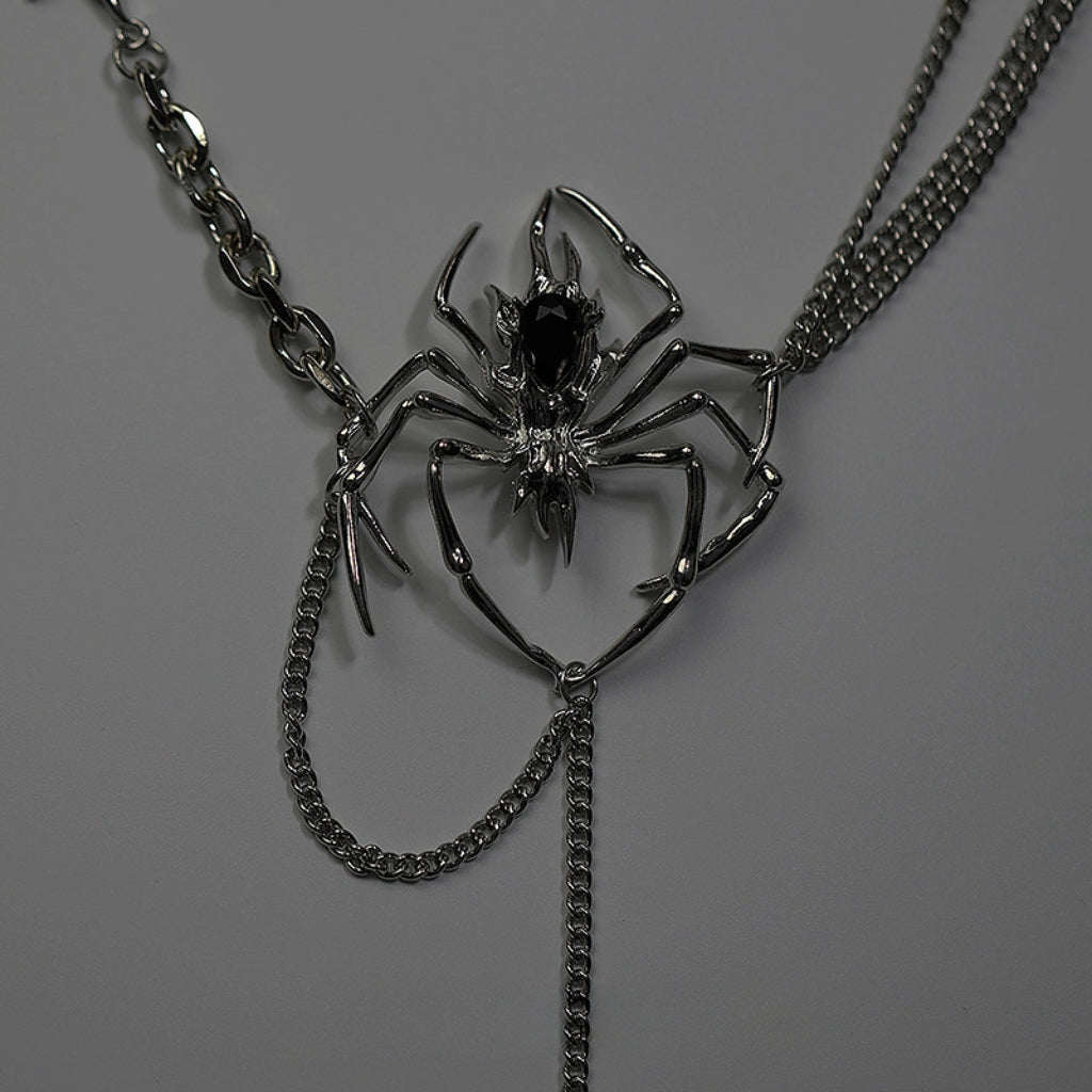 Chic Unisex Silver Spider Necklace