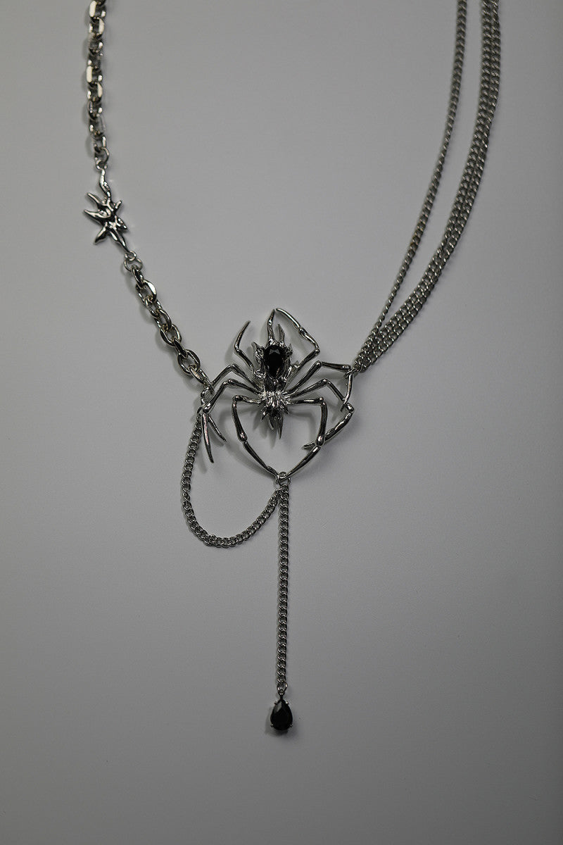 Chic Unisex Silver Spider Necklace