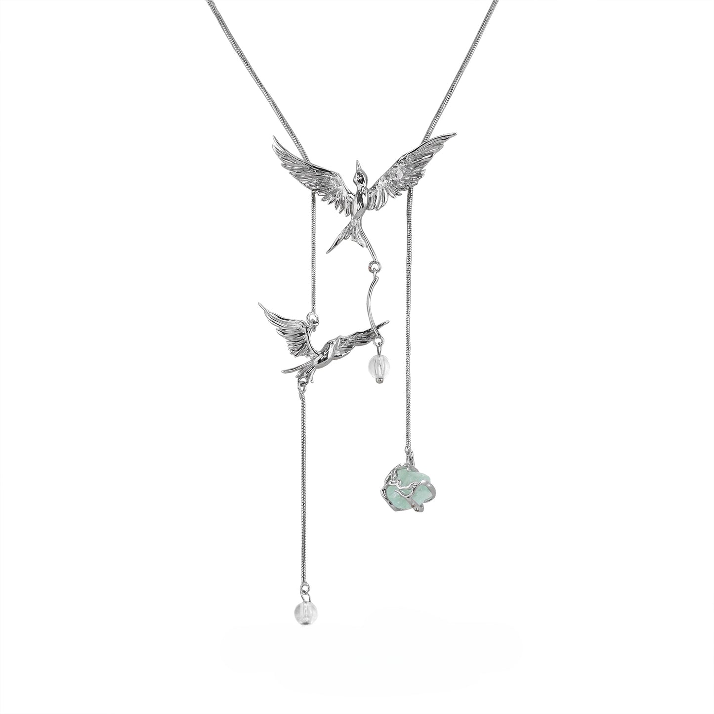 Designer Flying Bird Green Fluorspar Necklace