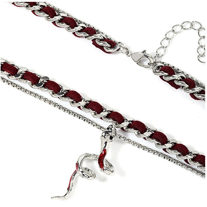 Y2K Red Snake Double Layer Necklace