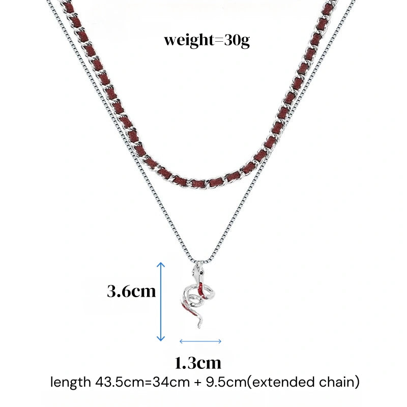 Y2K Red Snake Double Layer Necklace