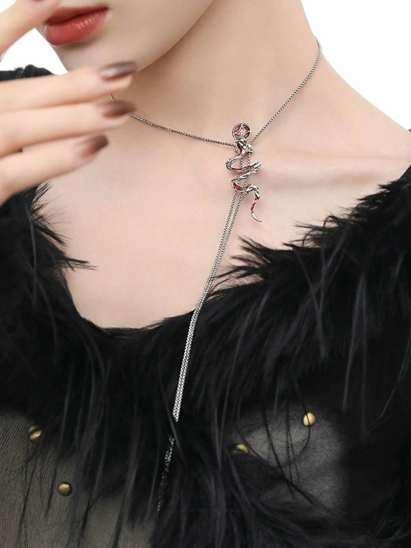 Designer Girl Red Snake Alloy Pull out necklace