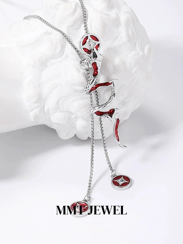 Designer Girl Red Snake Alloy Pull out necklace