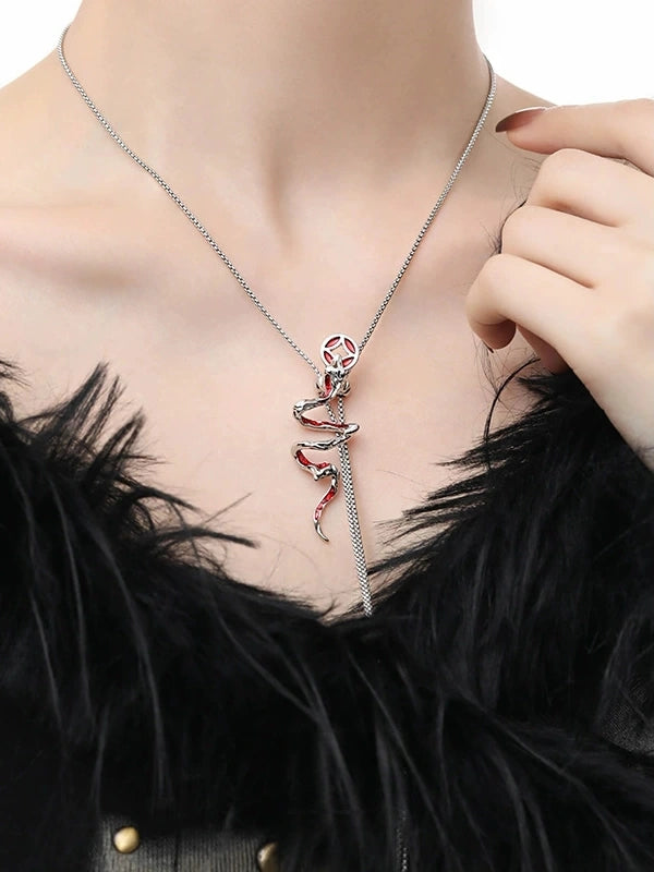 Designer Girl Red Snake Alloy Pull out necklace