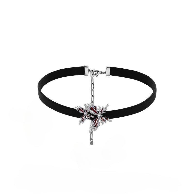 Women Red Butterfly Metal Choker