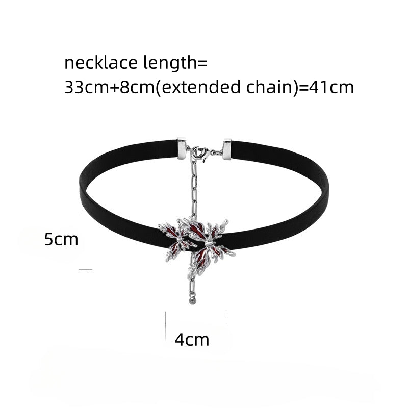 Women Red Butterfly Metal Choker