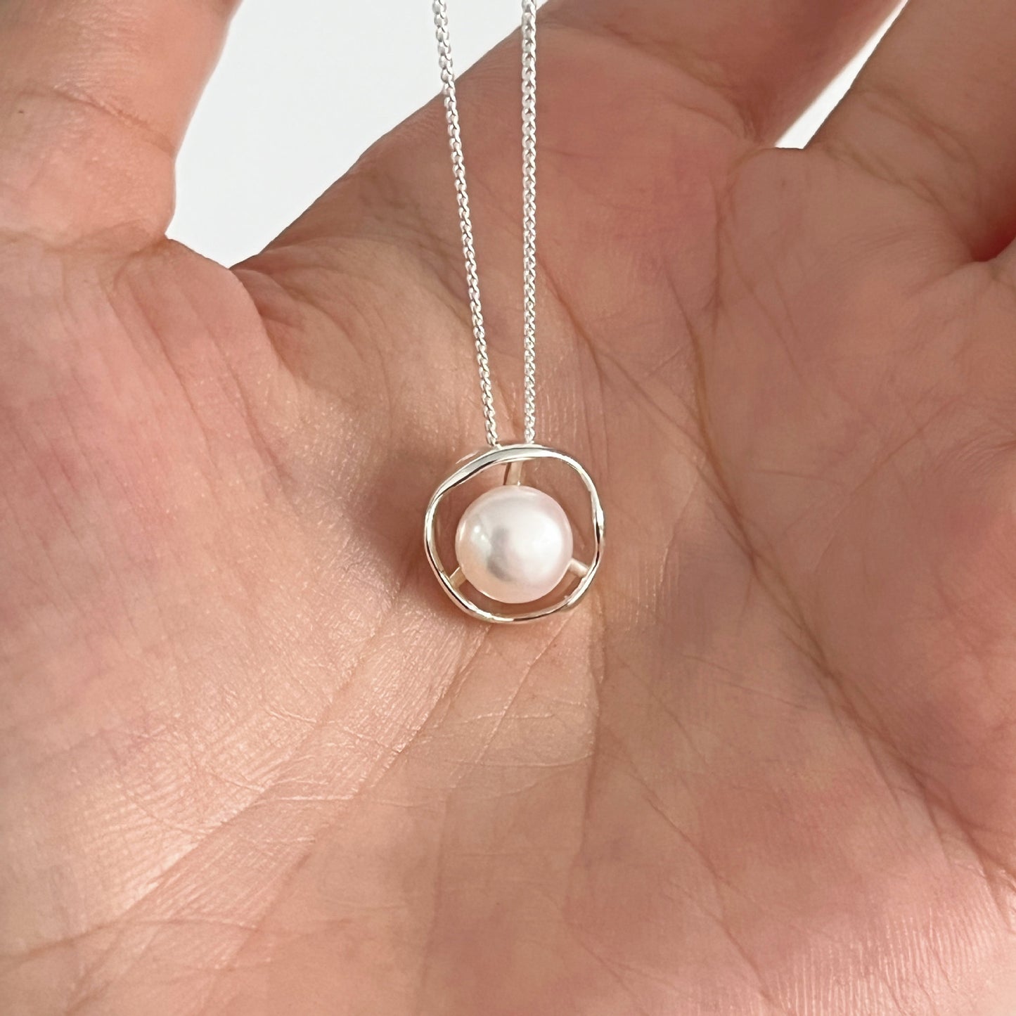 Irregular Freshwater Pearl & S925 Silver Pendant Necklace