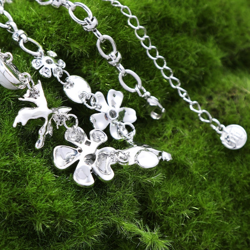 Unique Pretty Flower Butterfly Metal Necklace