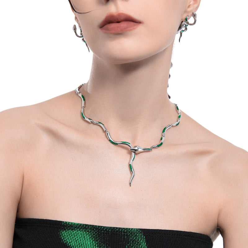 Baizhu Slytherin Green Alloy Necklace