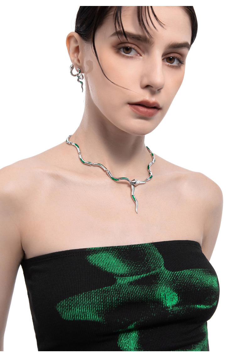 Baizhu Slytherin Green Alloy Necklace