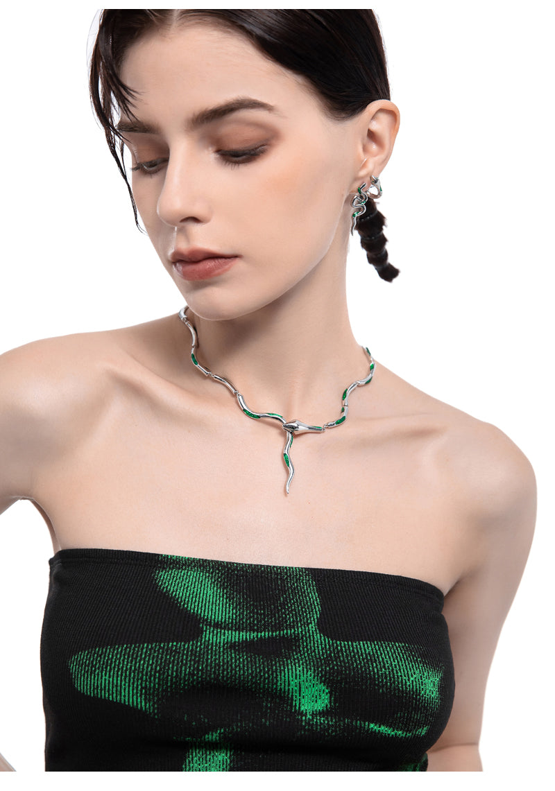 Baizhu Slytherin Green Alloy Necklace