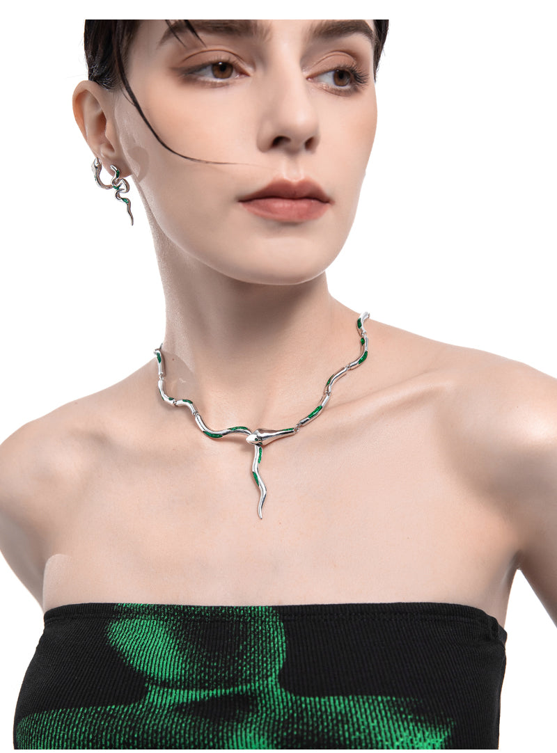 Baizhu Slytherin Green Alloy Necklace