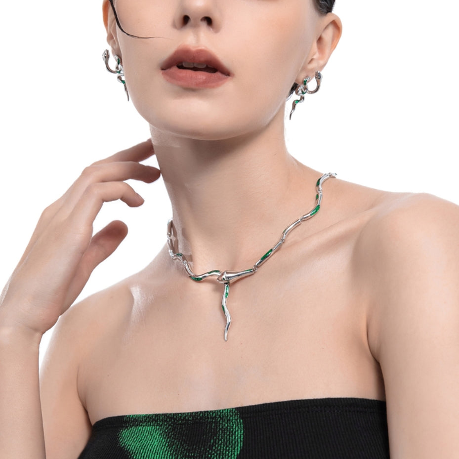 Baizhu Slytherin Green Alloy Necklace