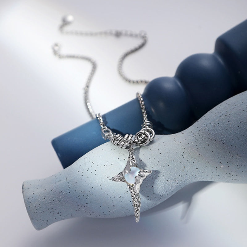 Chic Unisex Moonstone Ninja Star Necklace