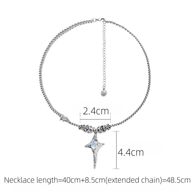 Chic Unisex Moonstone Ninja Star Necklace