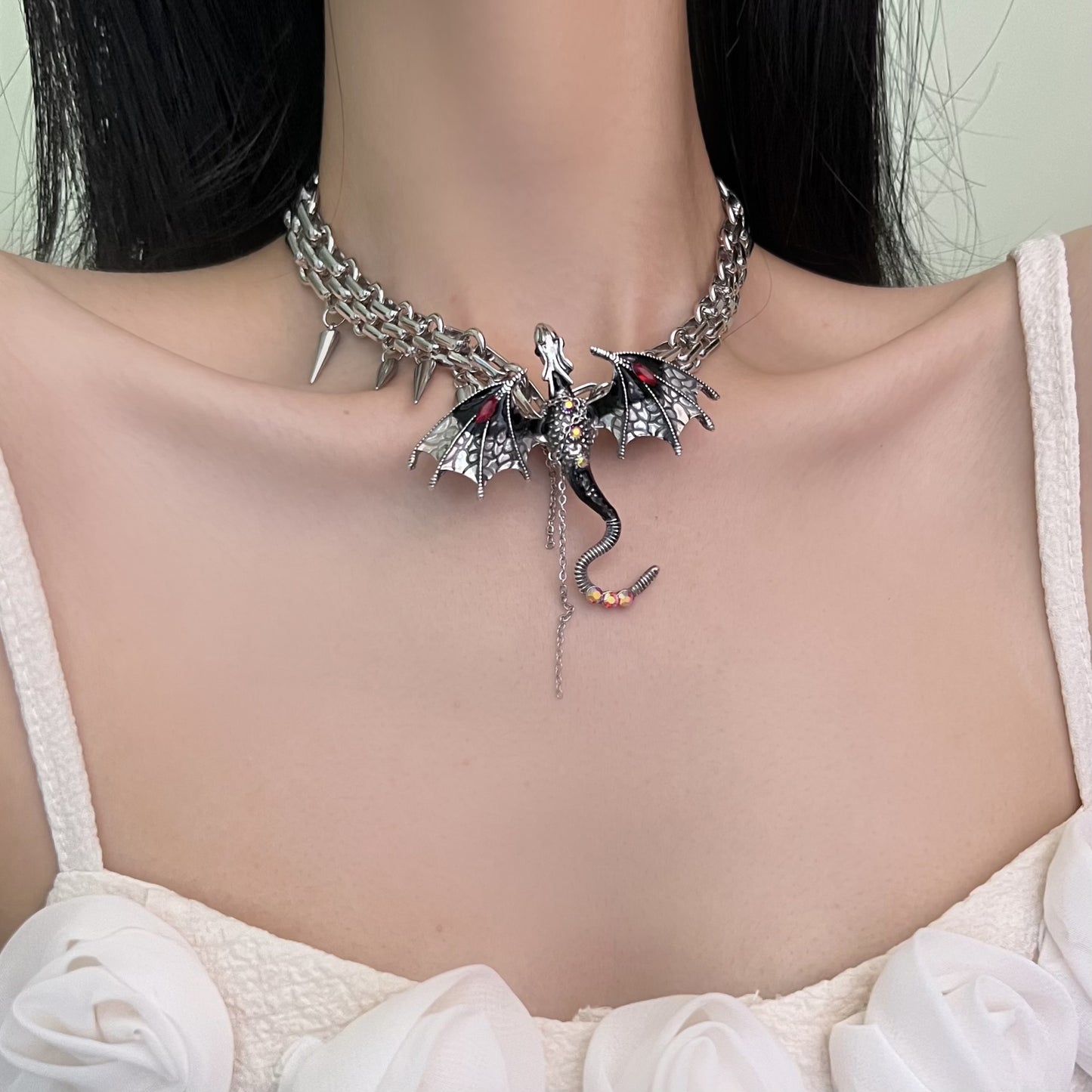 Y2K Chic Punk Dragon Choker Necklace