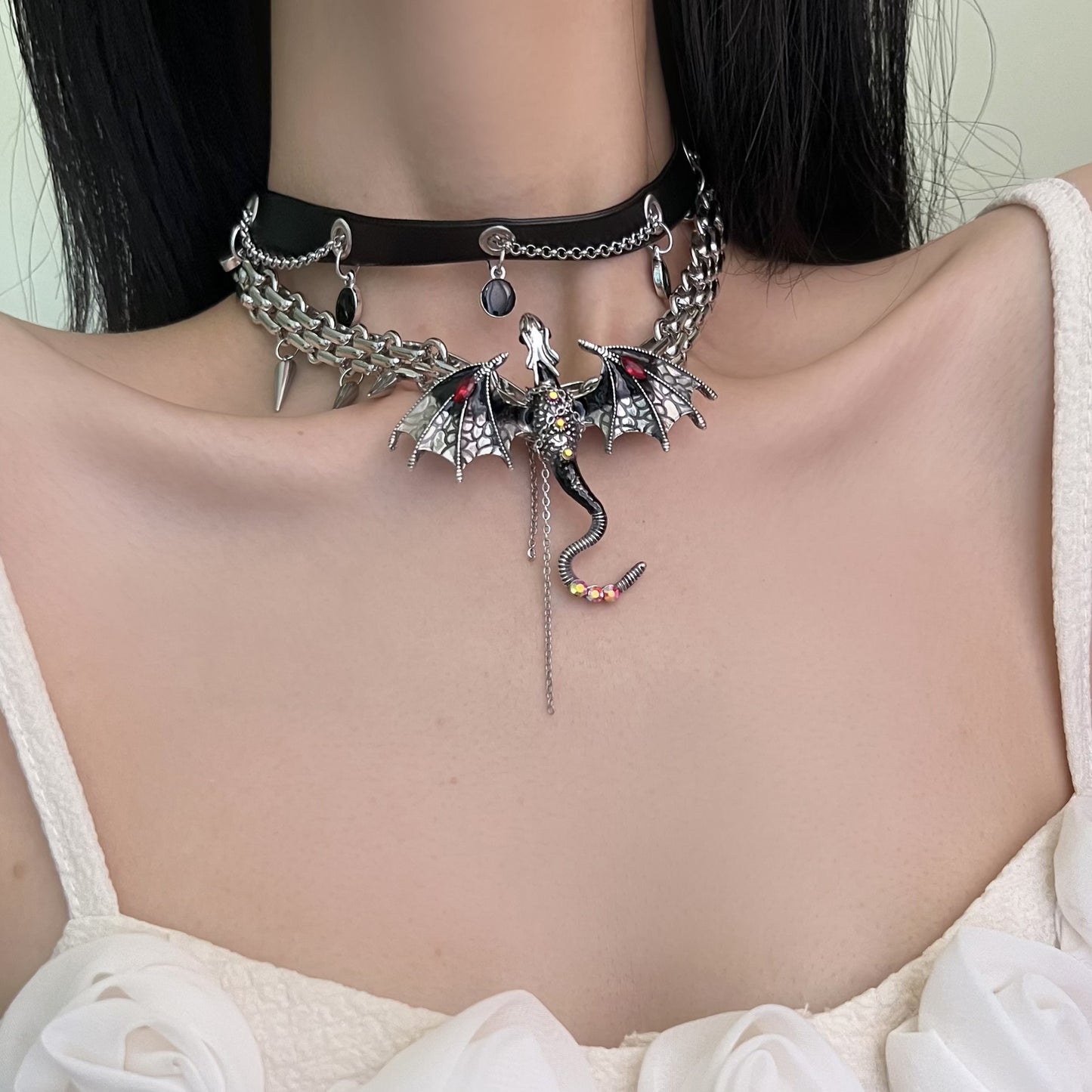 Y2K Chic Punk Dragon Choker Necklace