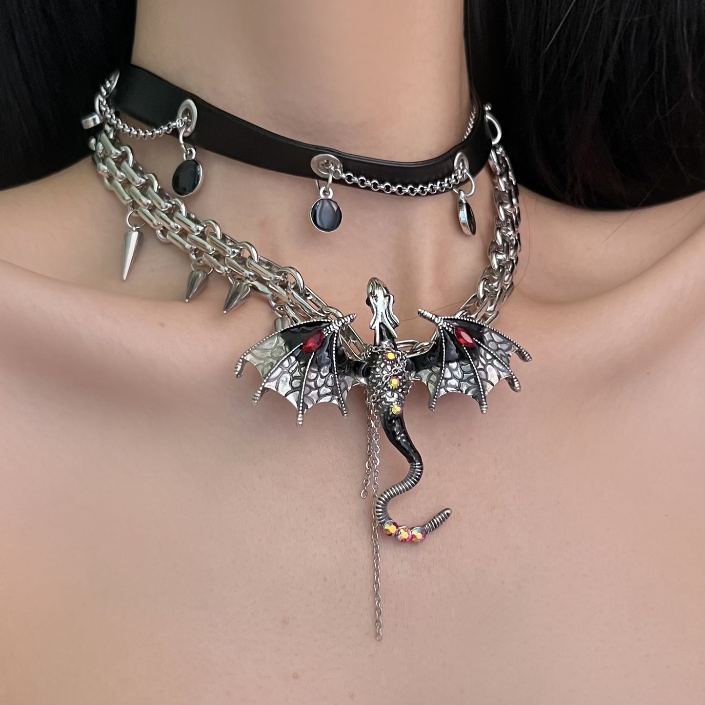 Y2K Chic Punk Dragon Choker Necklace