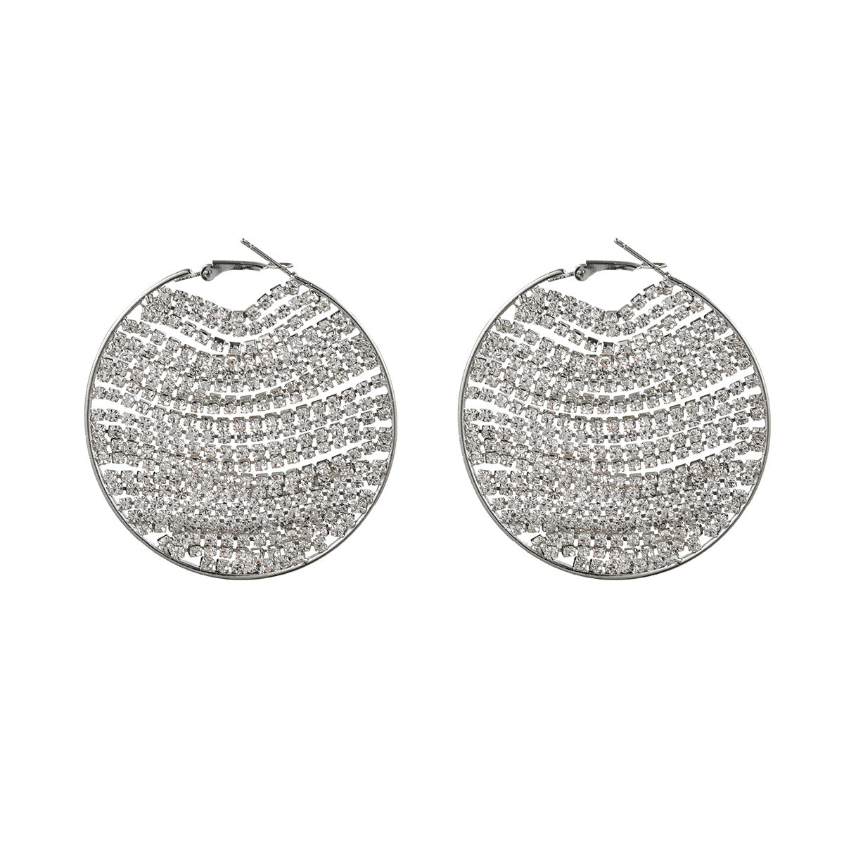 Women Round Shining Exaggerated Crystal Earring