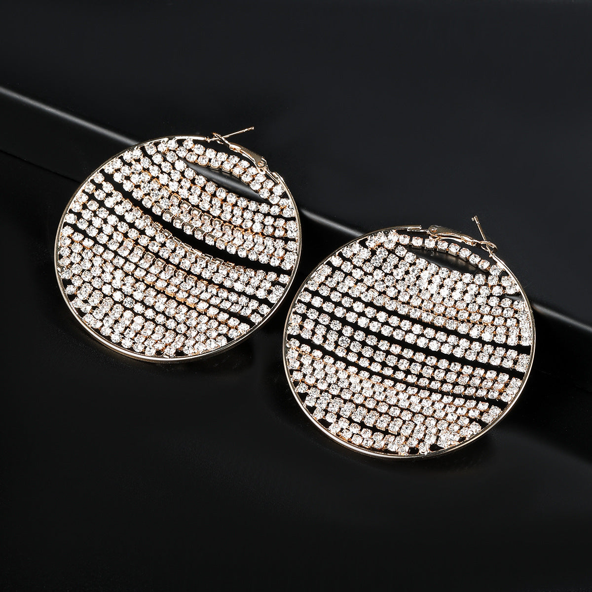 Women Round Shining Exaggerated Crystal Earring