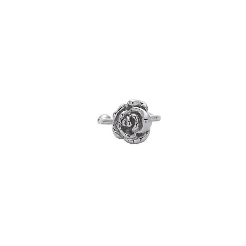 Small Unique Silver Rose Ear Cuff(Single One)