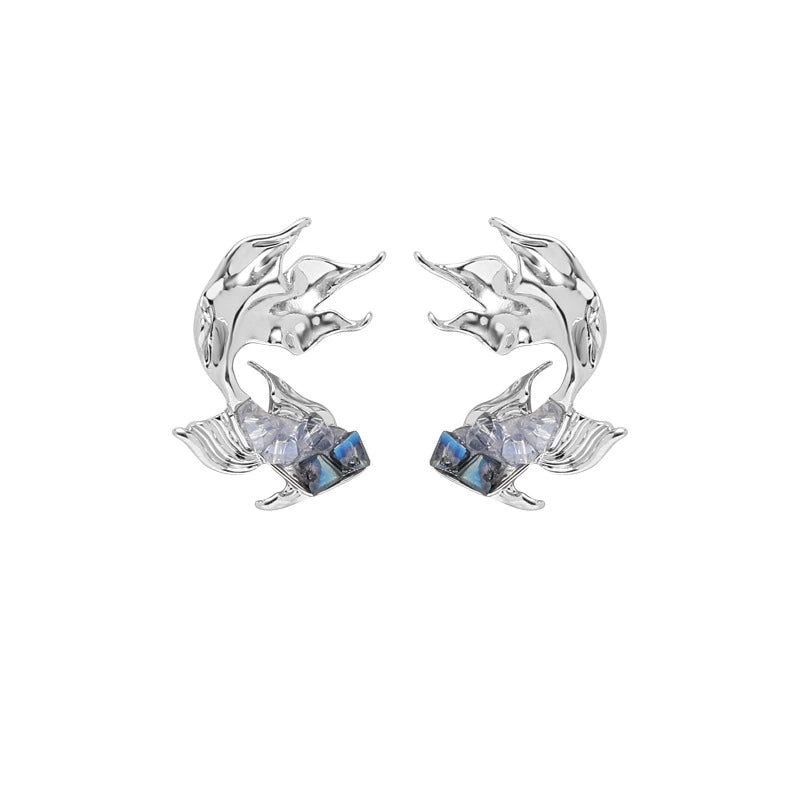 Rafayel Blue Rhinestone Fish Stud Earrings